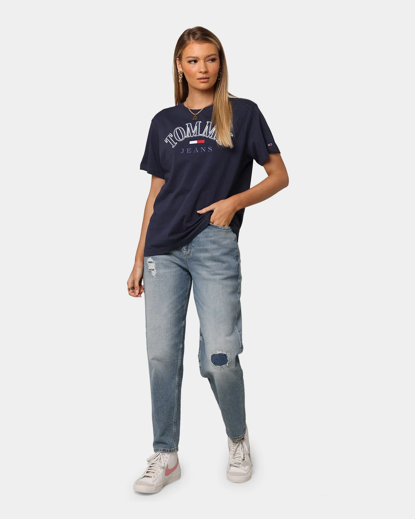 Tommy Jeans Women's Relaxed College Logo T-Shirt Twilight Navy