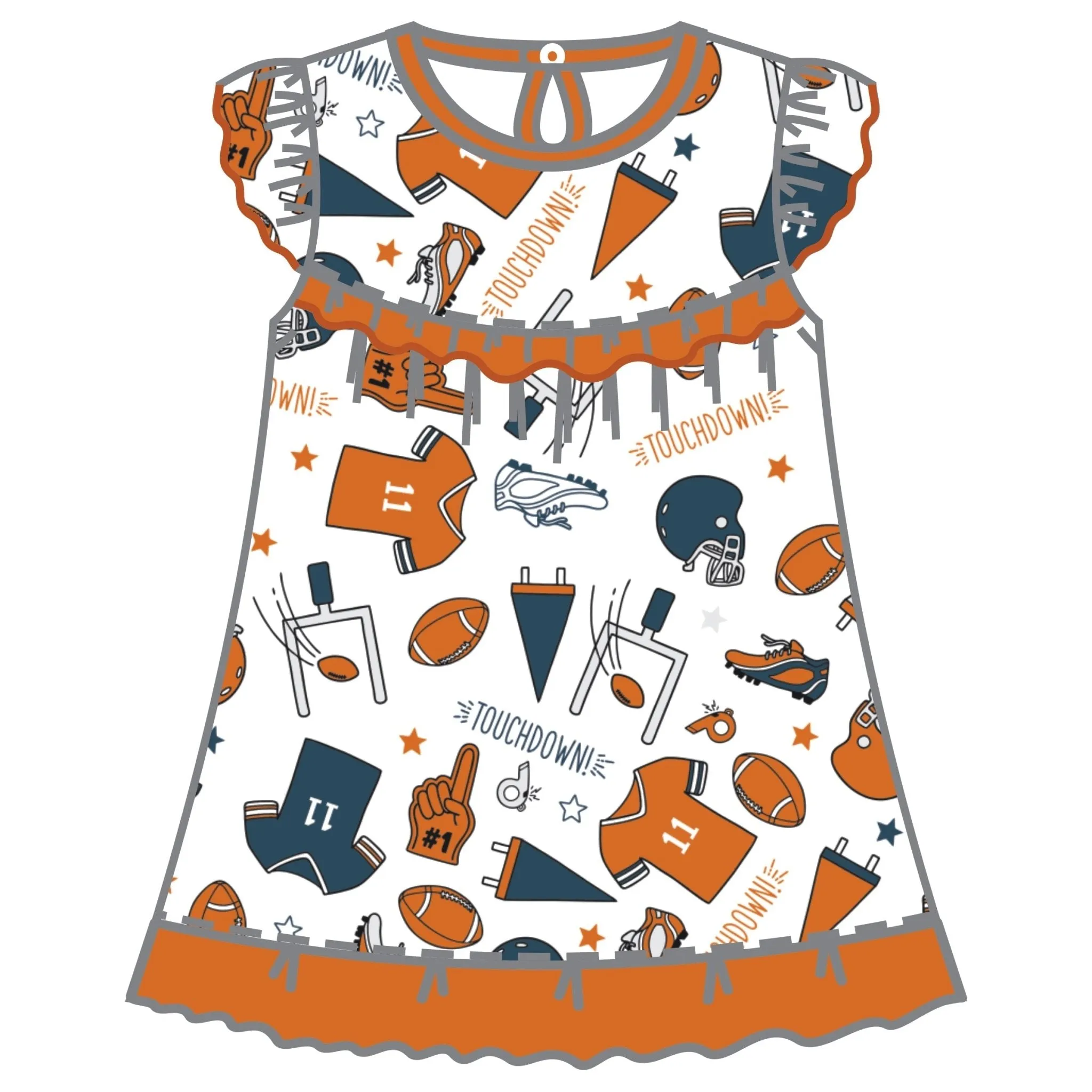 Touchdown Orange-Grey Dress