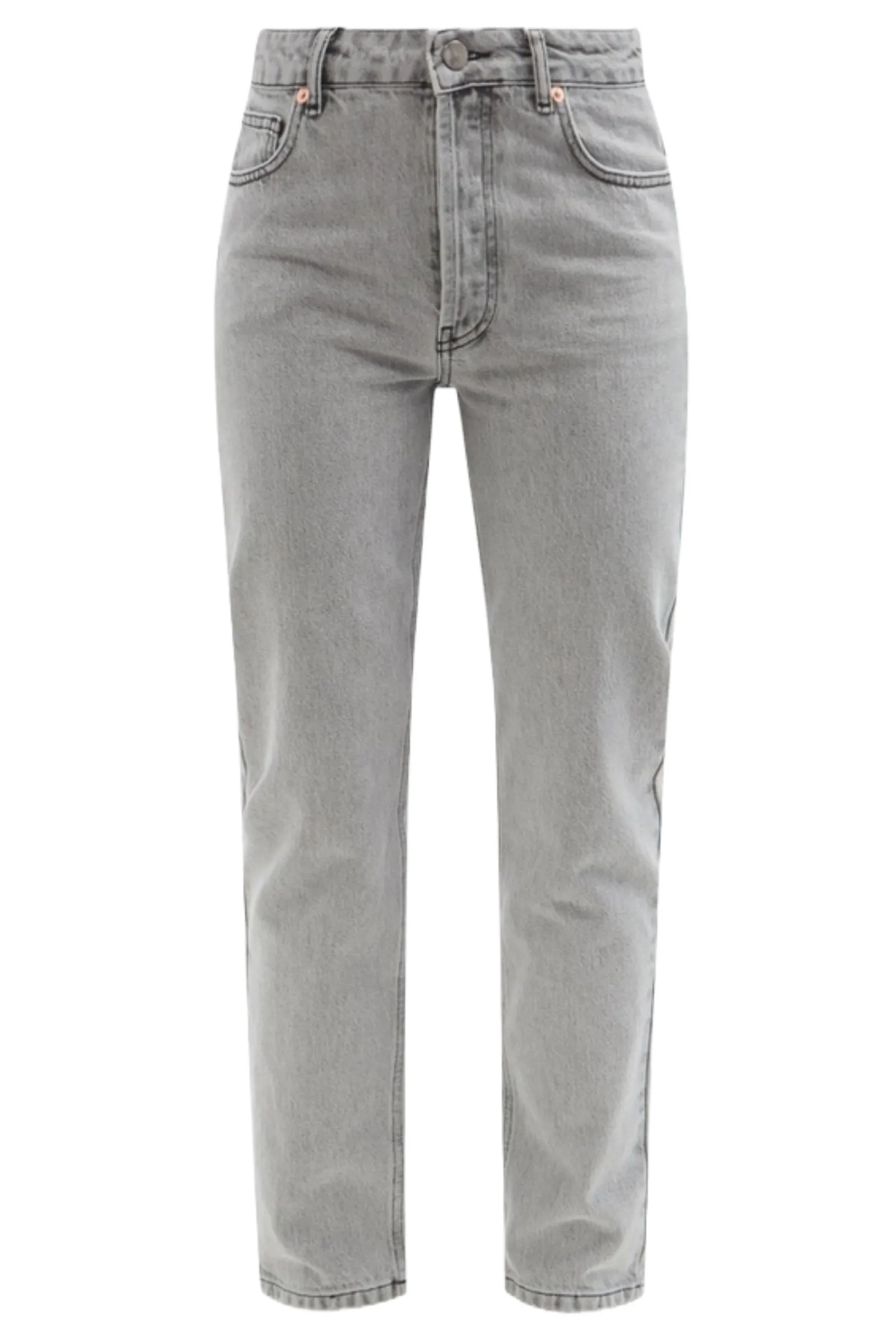 Track Organic-Cotton High-Rise Straight-Leg Jeans - Grey