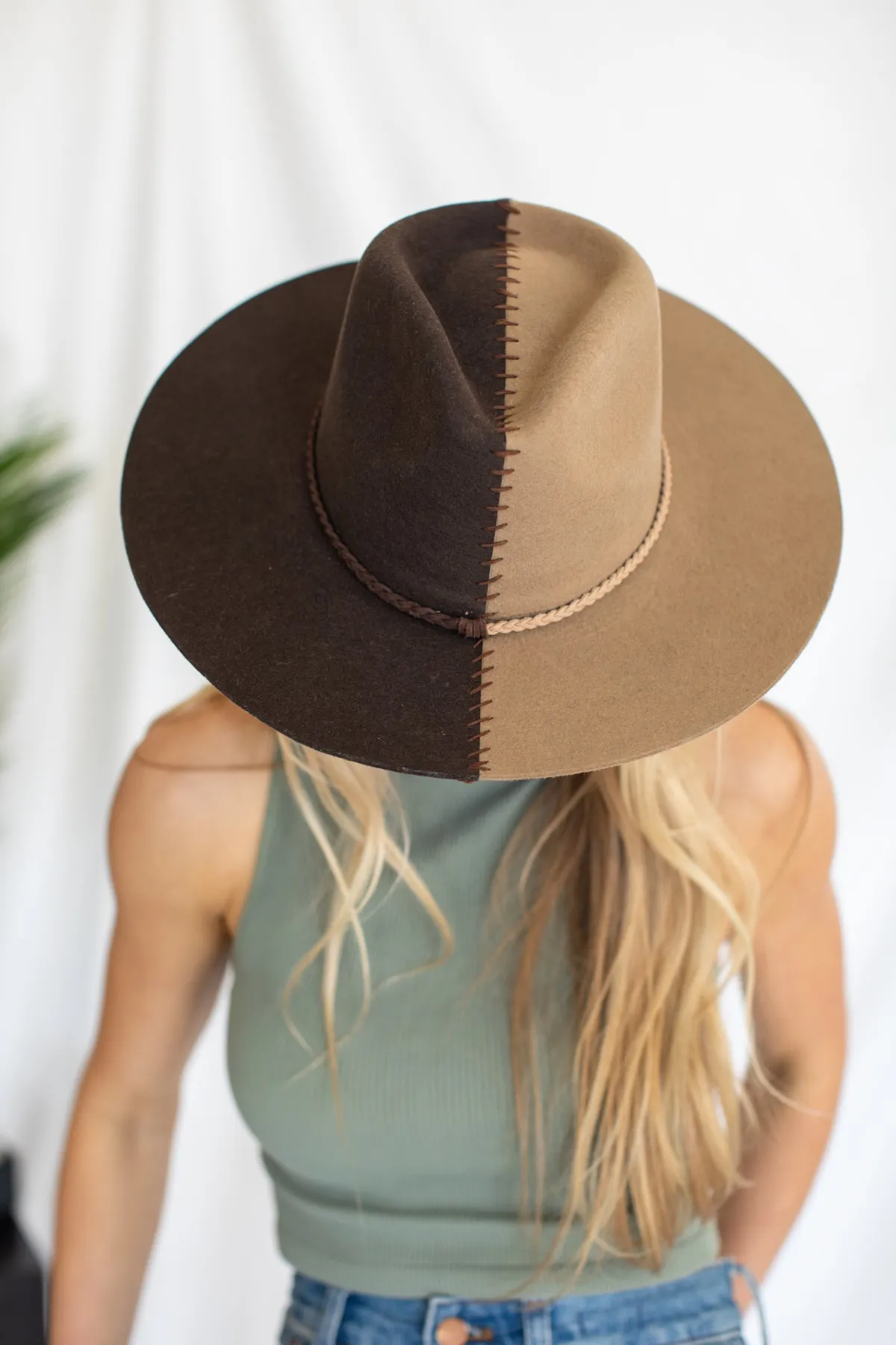 Two Tone Australian Wool Hat in Taupe/Brown