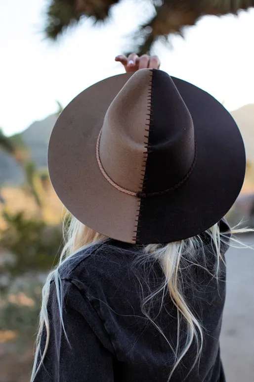 Two Tone Australian Wool Hat in Taupe/Brown