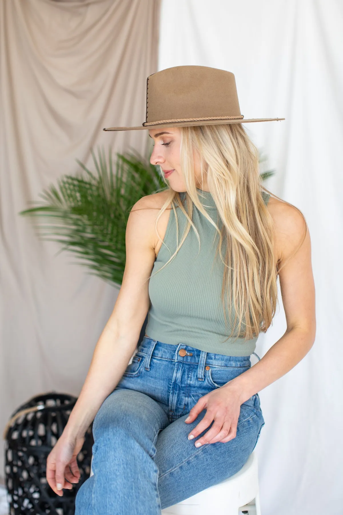 Two Tone Australian Wool Hat in Taupe/Brown