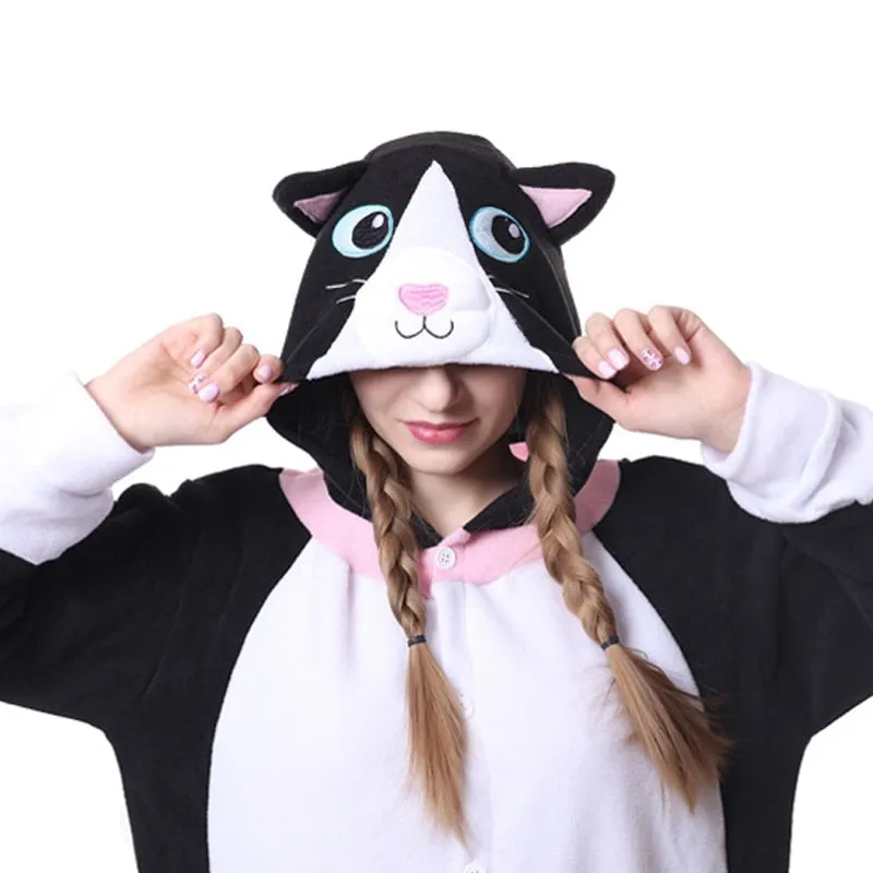 Unicorn Pajama Adult Animal Cat Onesie Women Men Couple Winter Pajamas Suit Nightie Sleepwear Flannel Homewear