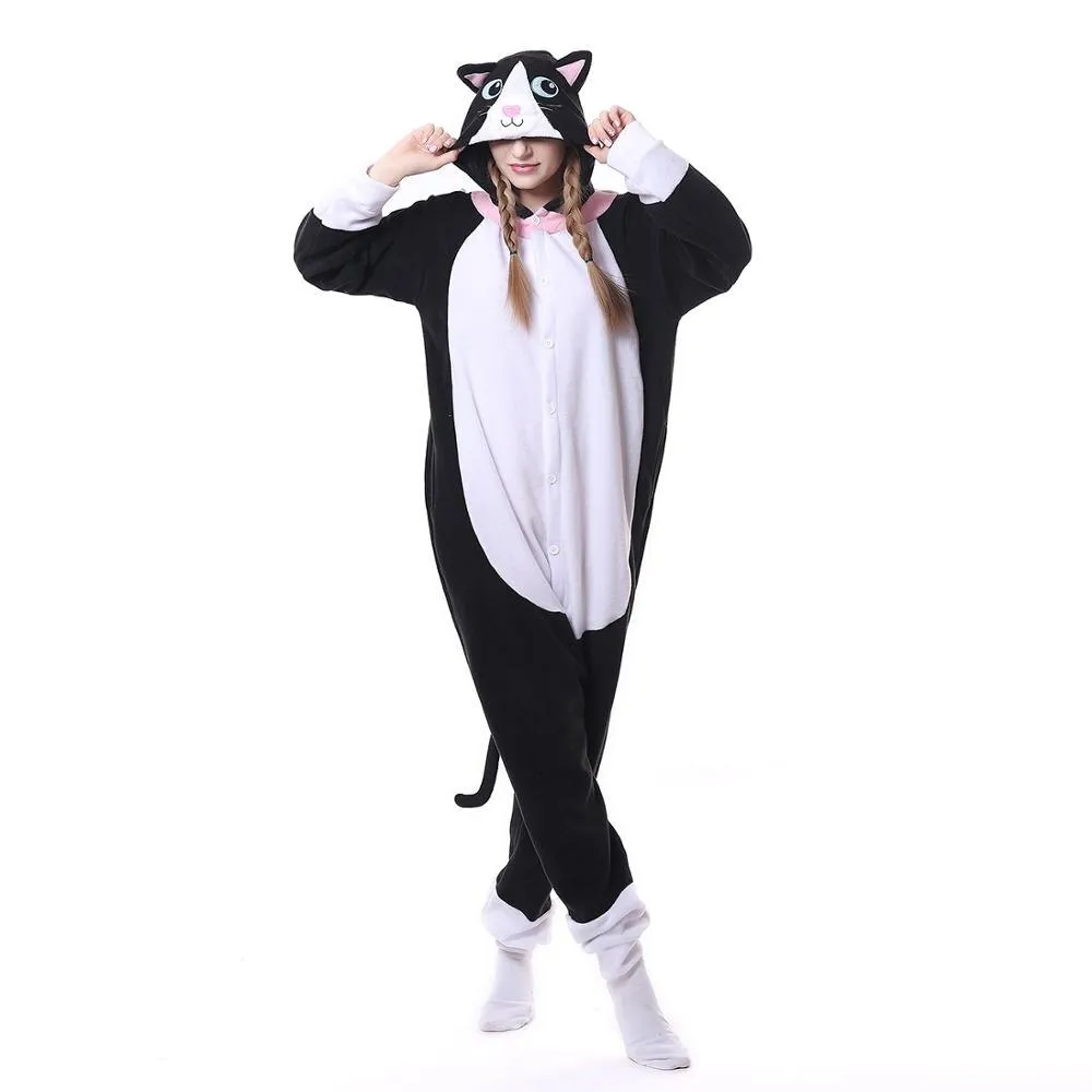 Unicorn Pajama Adult Animal Cat Onesie Women Men Couple Winter Pajamas Suit Nightie Sleepwear Flannel Homewear