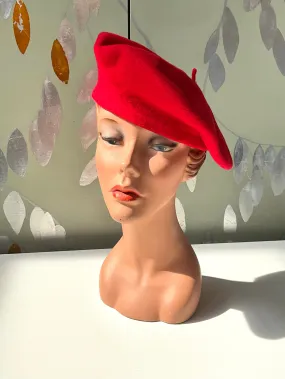 Vintage Red Wool Basque Beret, Parkhurst