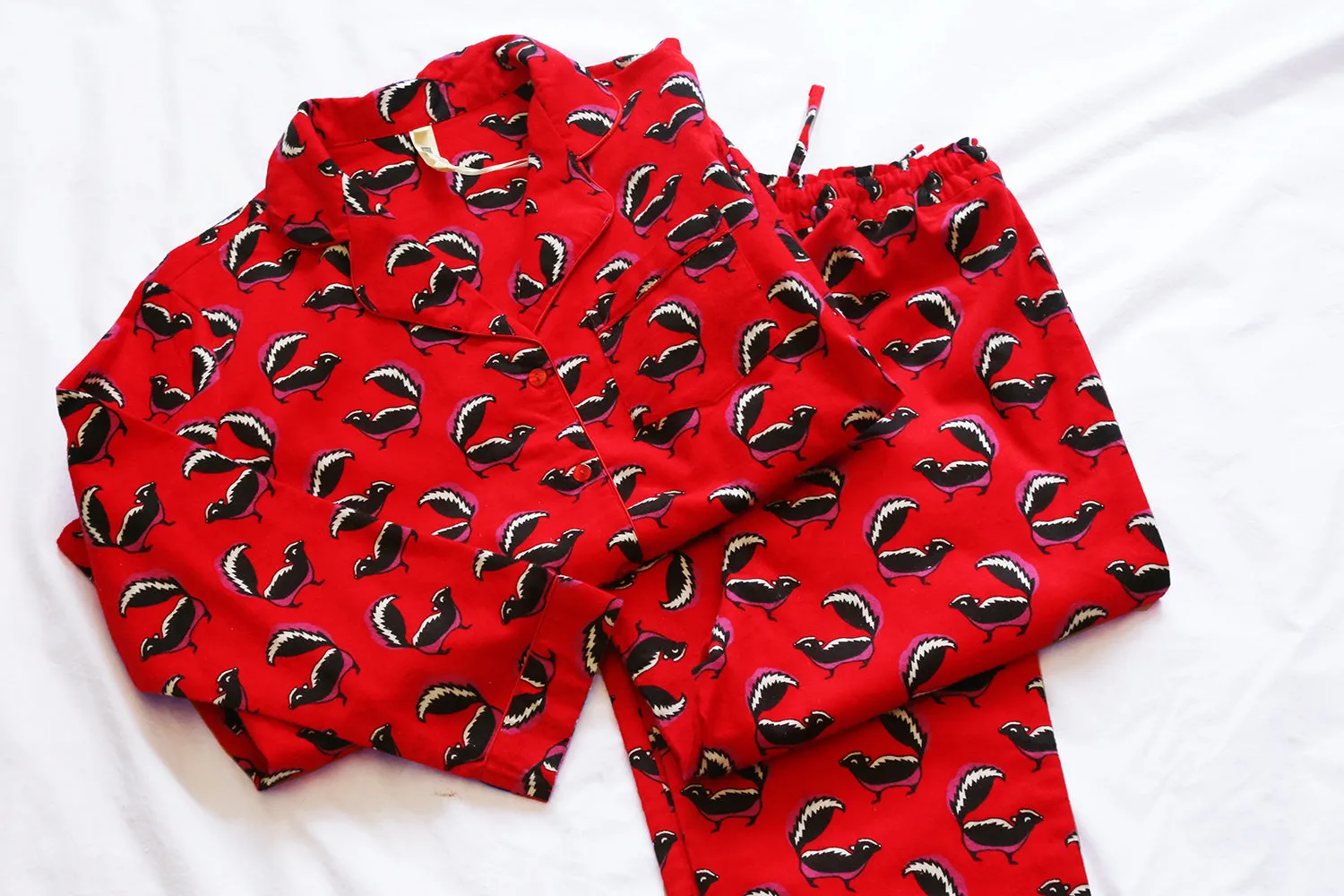 Whimsical Skunk Flannel Pajamas Set