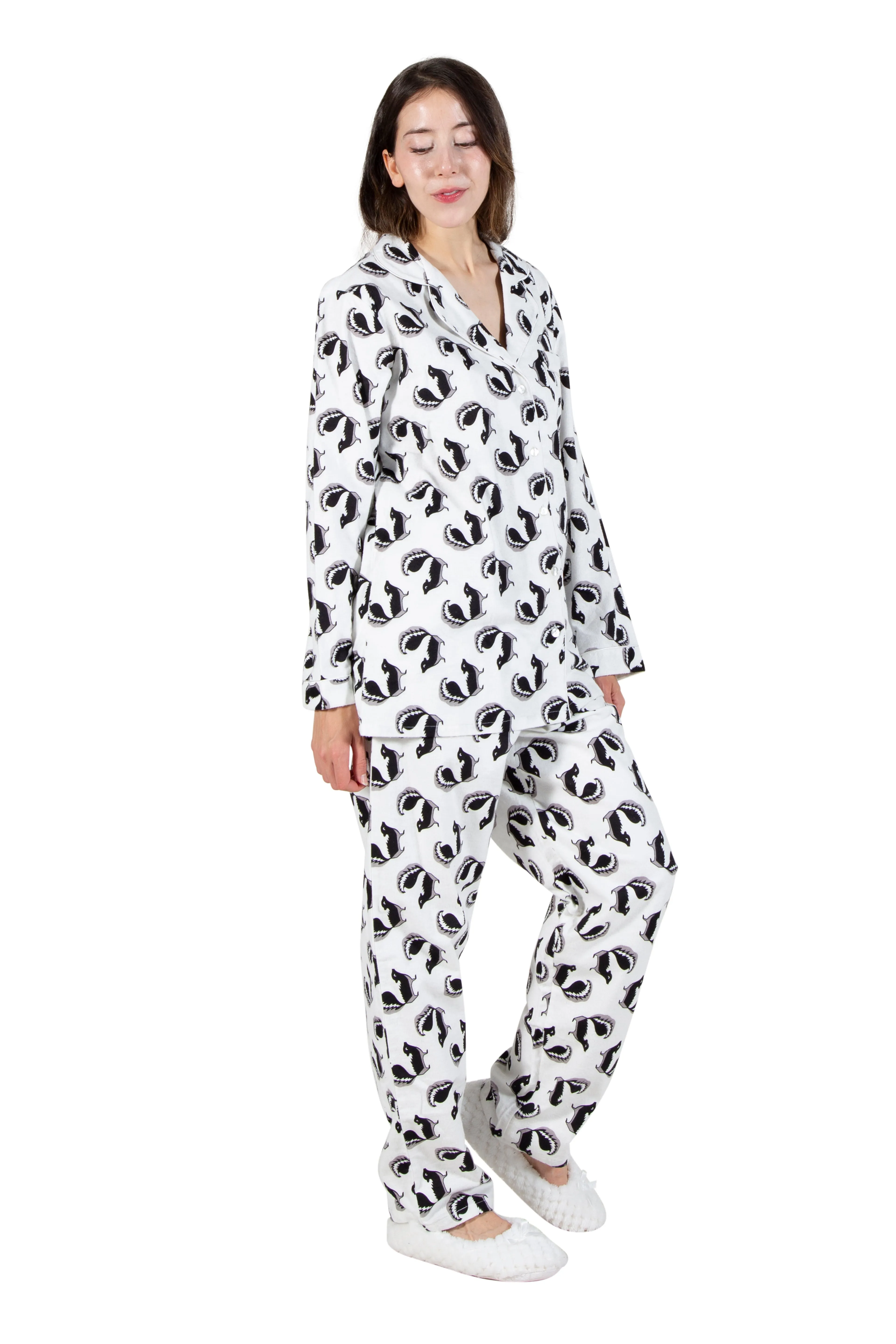 Whimsical Skunk Flannel Pajamas Set