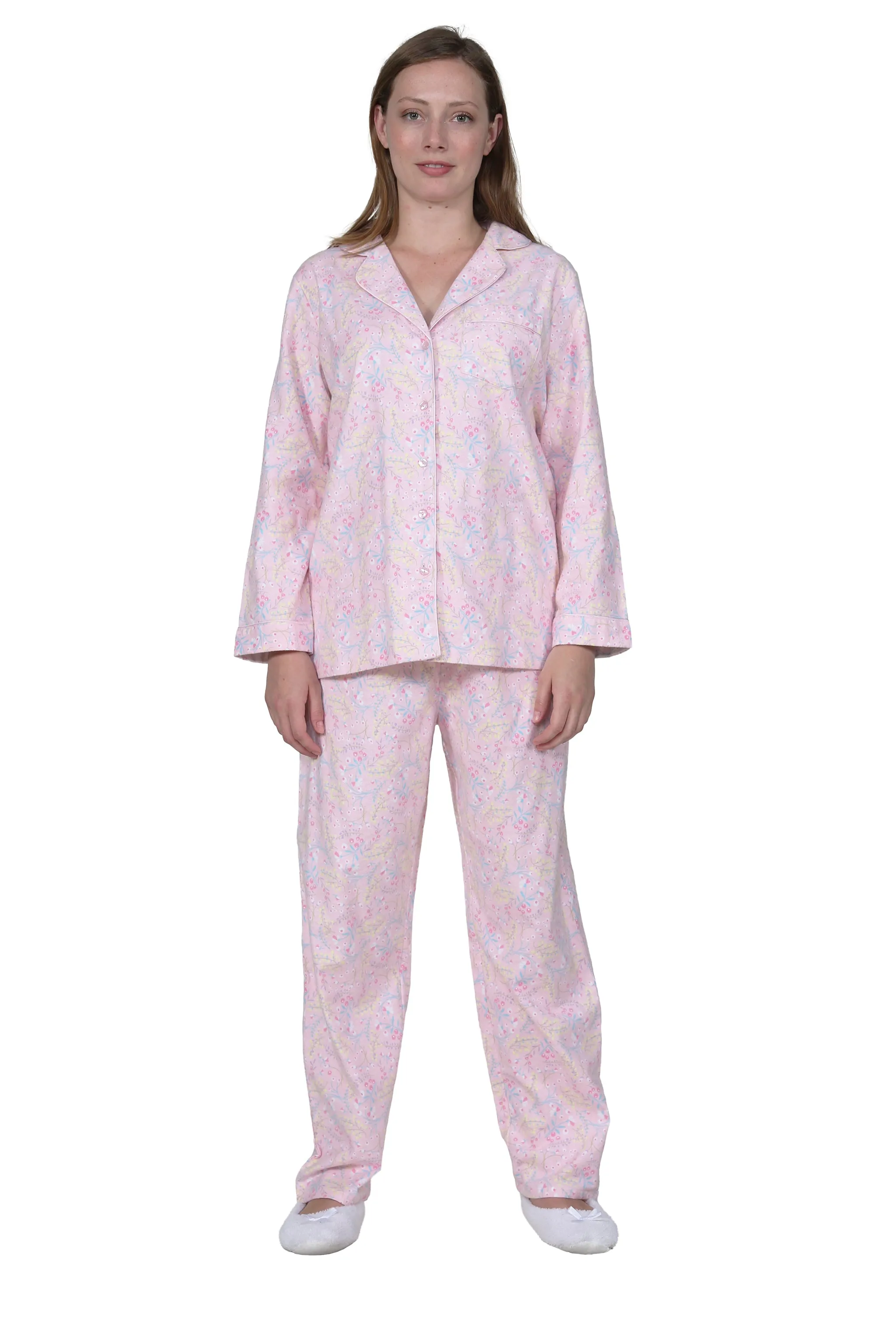 Wispy Floral Flannel Pajama Set