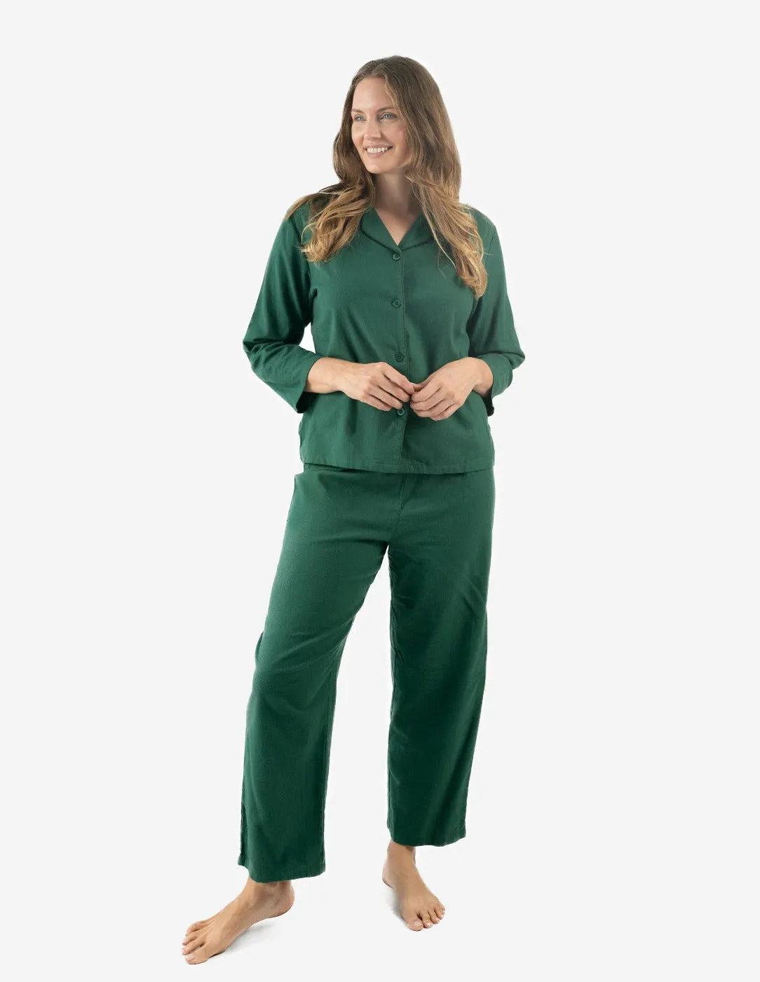 Women's Solid Color Flannel Pajamas