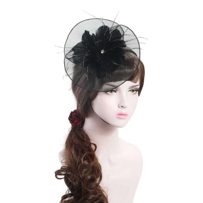 Wool Felt Top Hat Party Mesh Hat Ribbons And Feathers Fascinators Hats