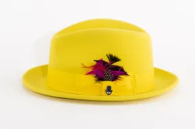 Yellow Brooks Trilby 100% Australian Wool Felt Crushable Hat